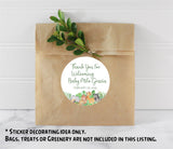jungle animal baby shower favor label with greenery