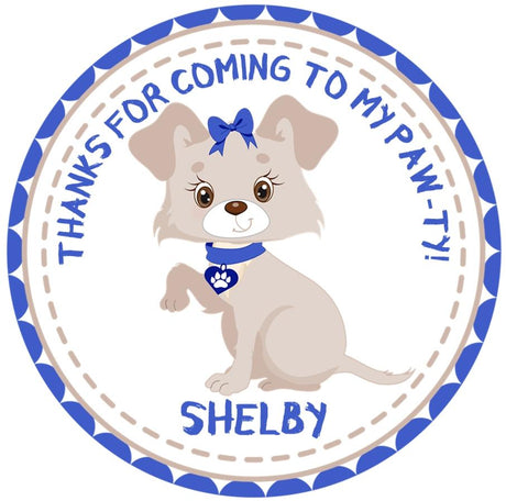 kids puppy paw-ty favor sticker