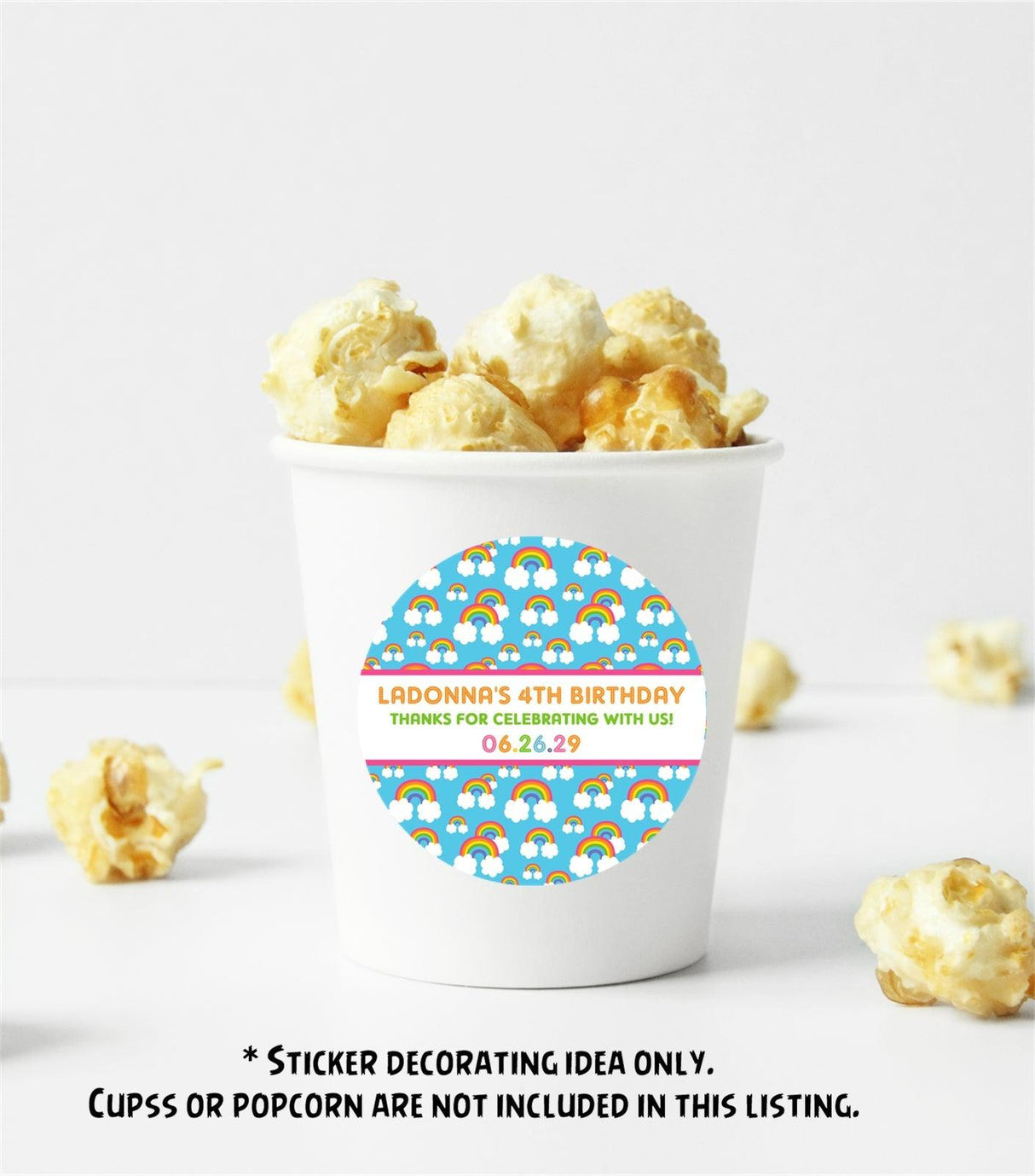 kids rainbow cloud favor sticker