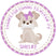 lavender puppy dog birthday sticker with bone