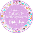 lavender sweet treat birthday sticker with dessert pattern