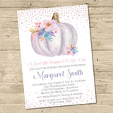 lavender watercolor pumpkin invitation cards elegant harvest style