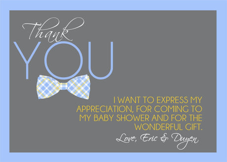 little gentleman thank you notes blue plaid bow tie theme