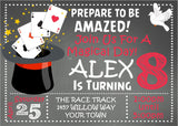 magician birthday invitations playing card theme