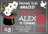 magician birthday invitations playing card theme