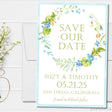 minimalist blue greenery save the date cards elegant botanical design