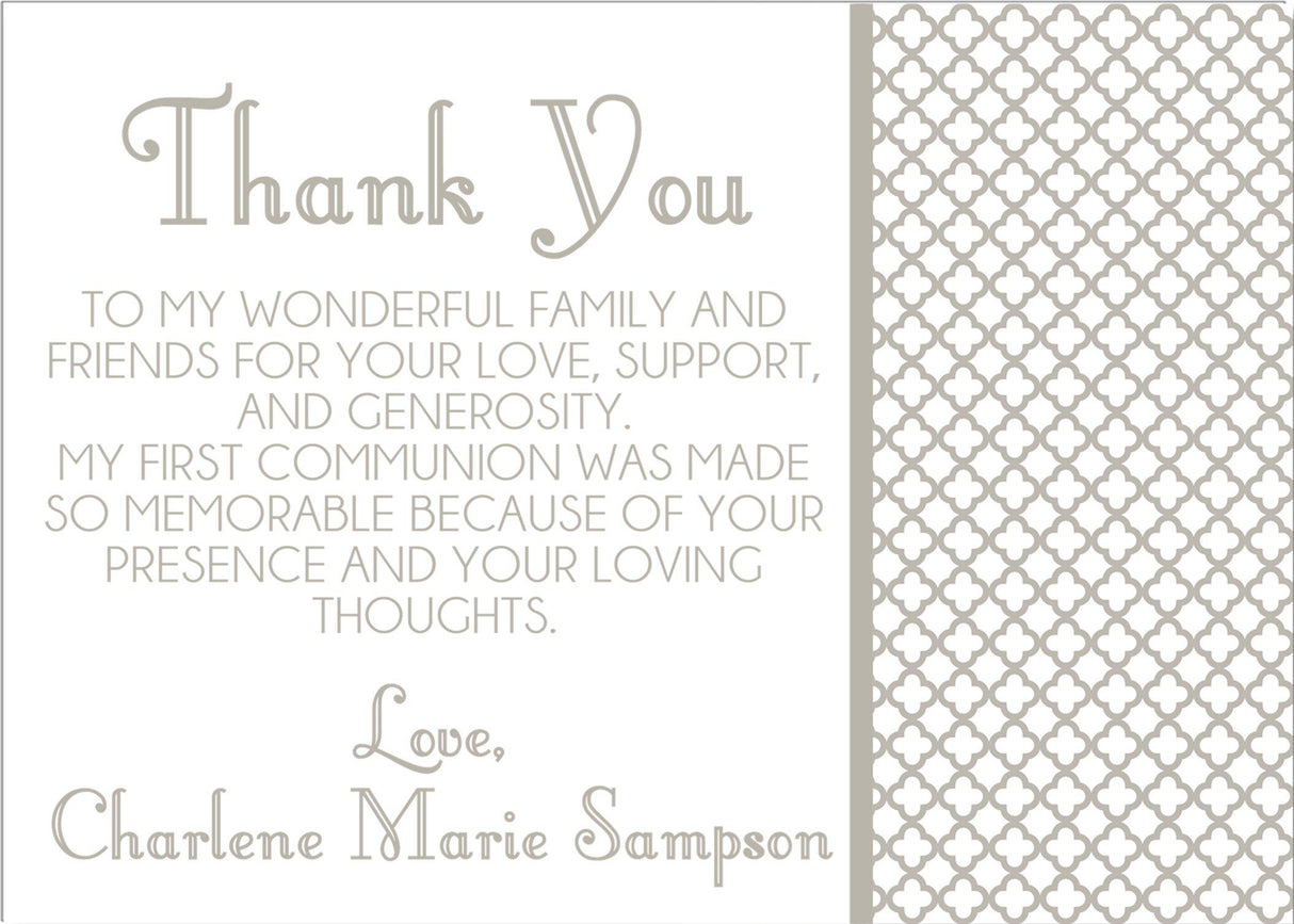 modern communion thank you cards neutral geometric party style