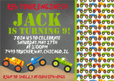 monster truck invitation cards boys birthday party style