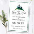mountain save the date cards rustic forest wedding design