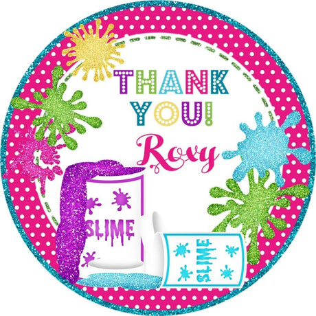 neon slime splatter favor label