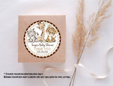neutral brown jungle baby shower sticker design