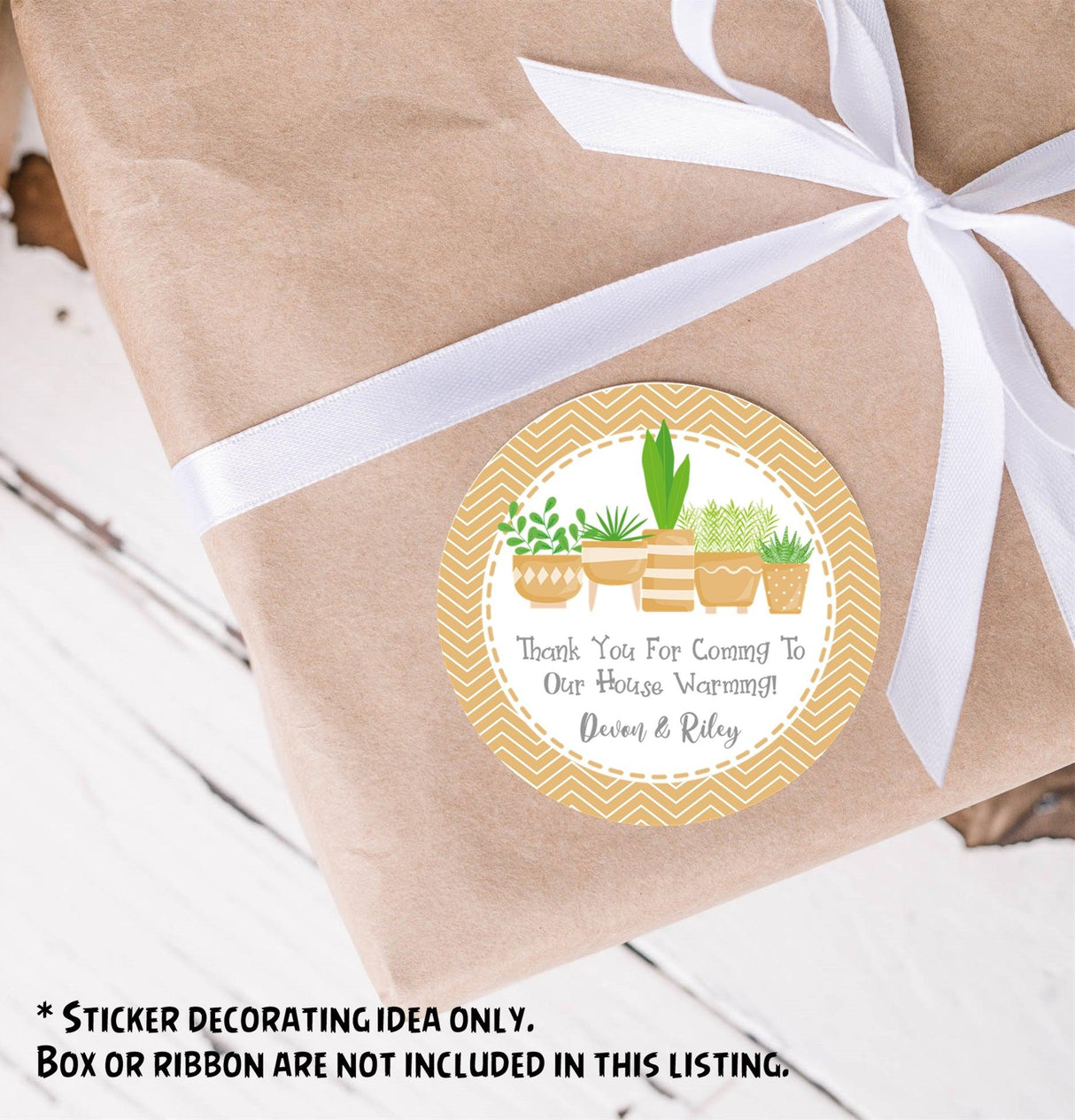Thank you housewarming stickers – potted plant design