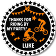 orange and black bmx birthday sticker