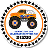 orange blue truck thank you birthday sticker design