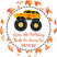 orange monster truck birthday sticker with flame border