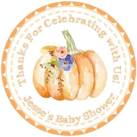orange pumpkin baby shower sticker