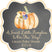 orange pumpkin baby shower sticker with chalkboard background