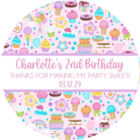 pastel dessert themed party favor label