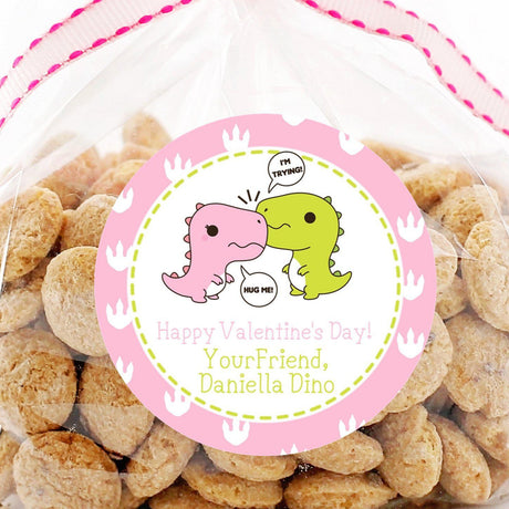 pastel dinosaur Valentine sticker pink and green dinos