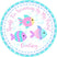 pastel fish birthday stickers in pink teal and lavender