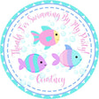 pastel fish birthday stickers in pink teal and lavender