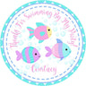pastel fish birthday stickers in pink teal and lavender