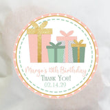 peach and mint birthday present stickers