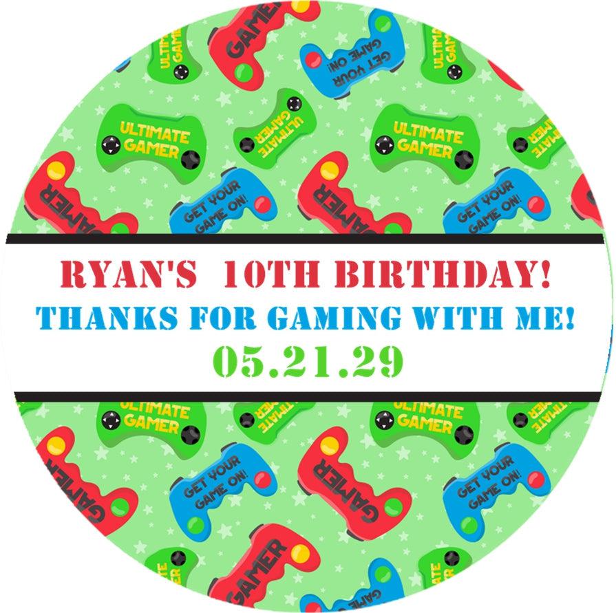 personalized arcade theme party favor labels for kids