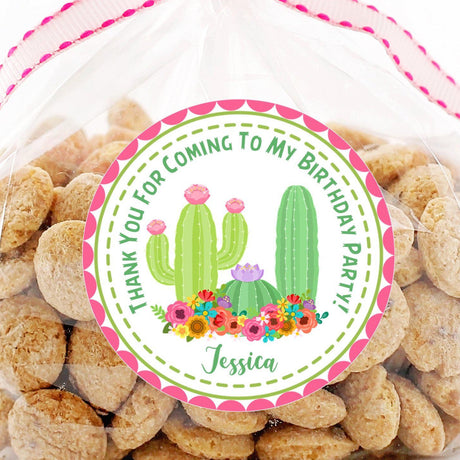 personalized cactus party favor label
