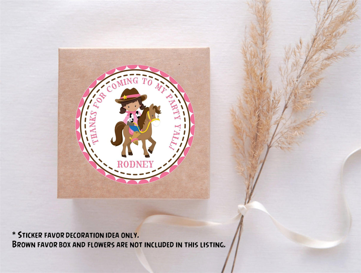 personalized cowgirl sticker for girls