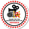 personalized film reel party favor label