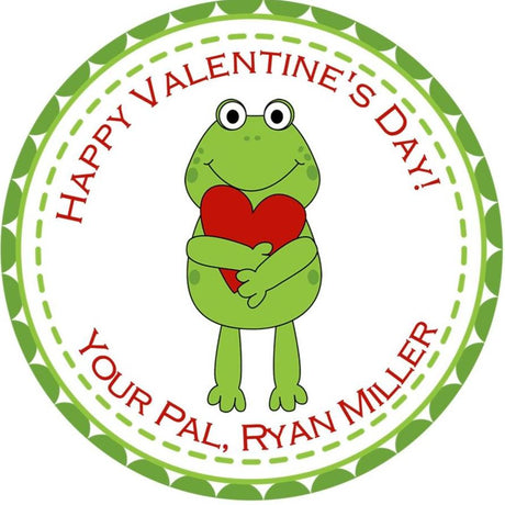 personalized frog valentines classroom label