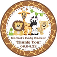 personalized jungle safari favor labels with giraffe pattern