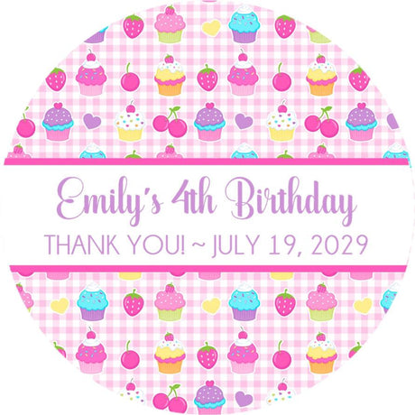 personalized pastel cupcake party favor label
