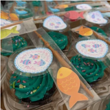 personalized pastel fish birthday sticker design