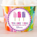 personalized pink purple popsicle thank you sticker design