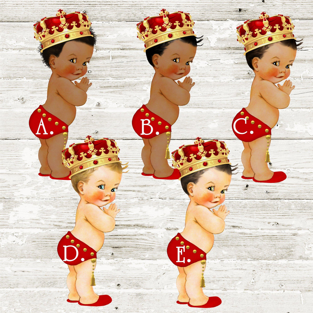 personalized royal baby favor label with red crown design