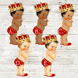 personalized royal baby favor label with red crown design
