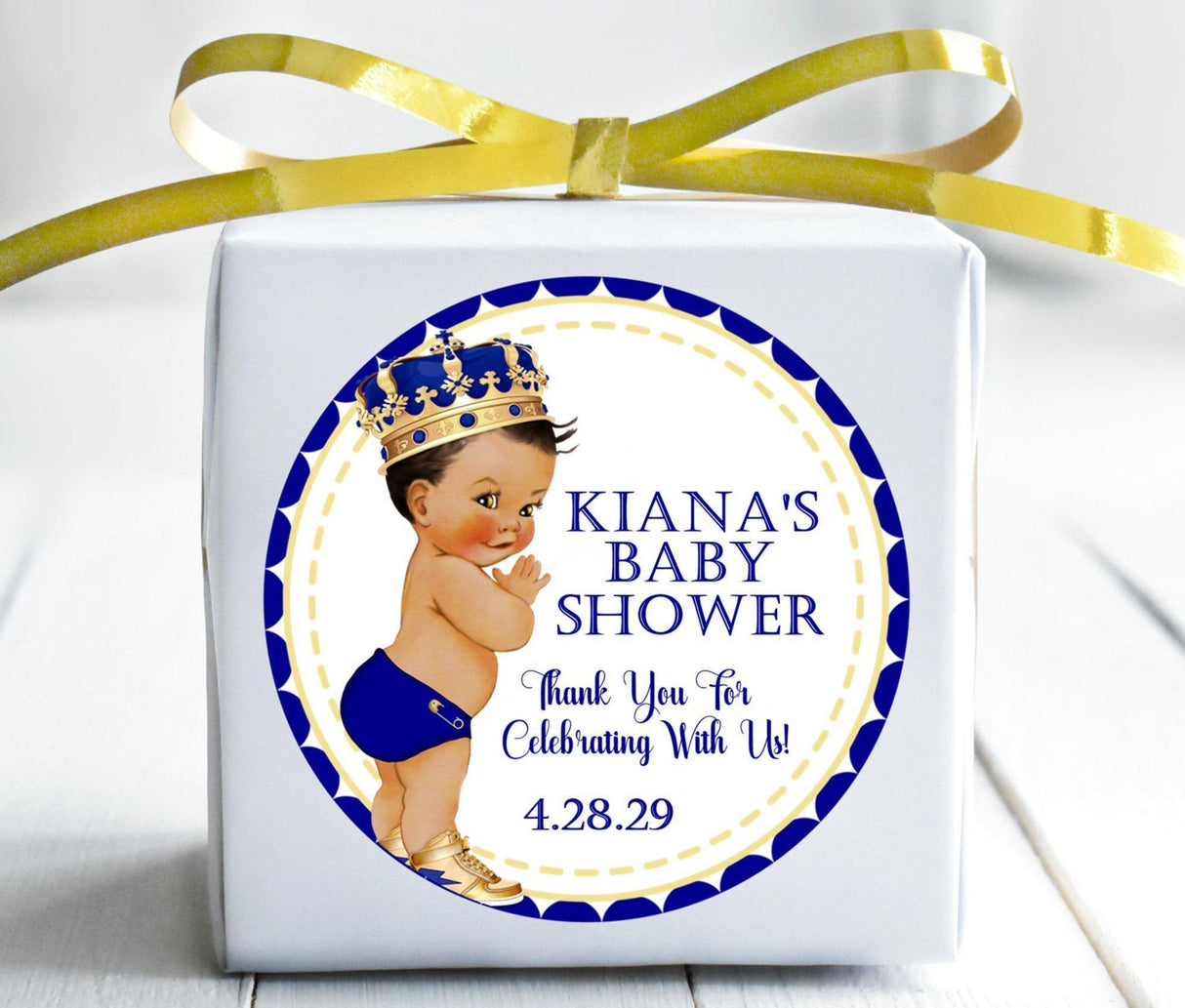 personalized royal prince baby shower favor label
