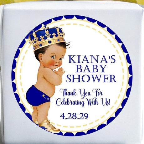 personalized royal prince baby shower favor label