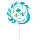 personalized turquoise fish birthday sticker design