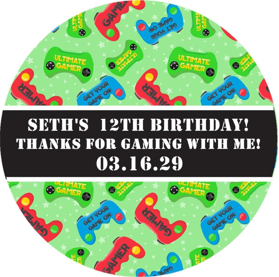 personalized video game theme party favor labels