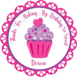 pink and purple cupcake birthday sticker