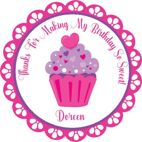 pink and purple cupcake birthday sticker
