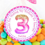 pink and purple personalized birthday sticker