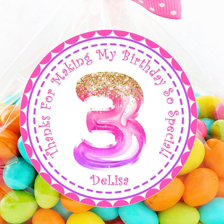 pink and purple personalized birthday sticker
