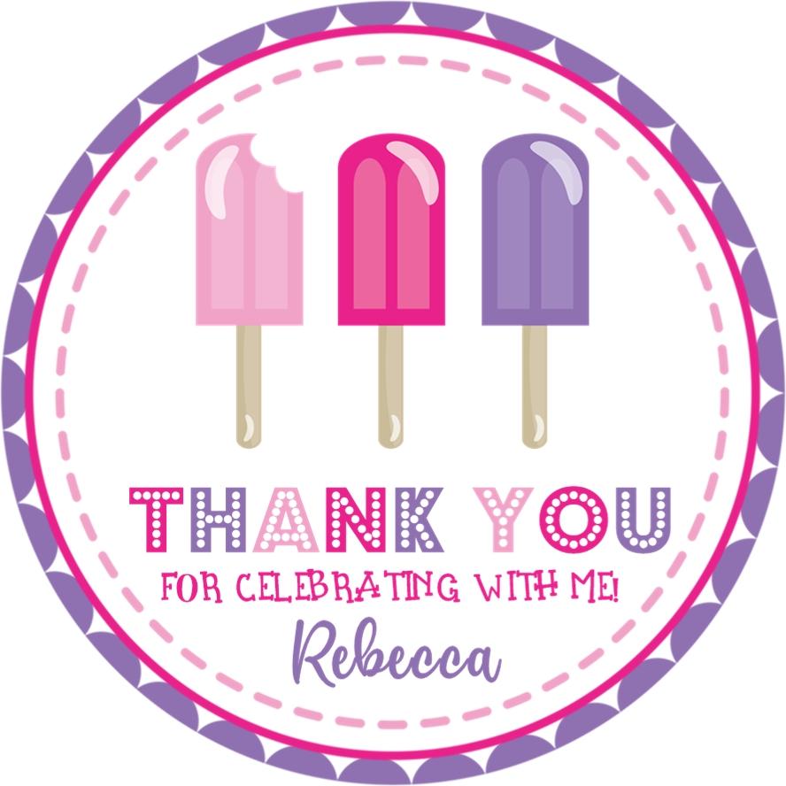 pink and purple popsicle birthday stickers