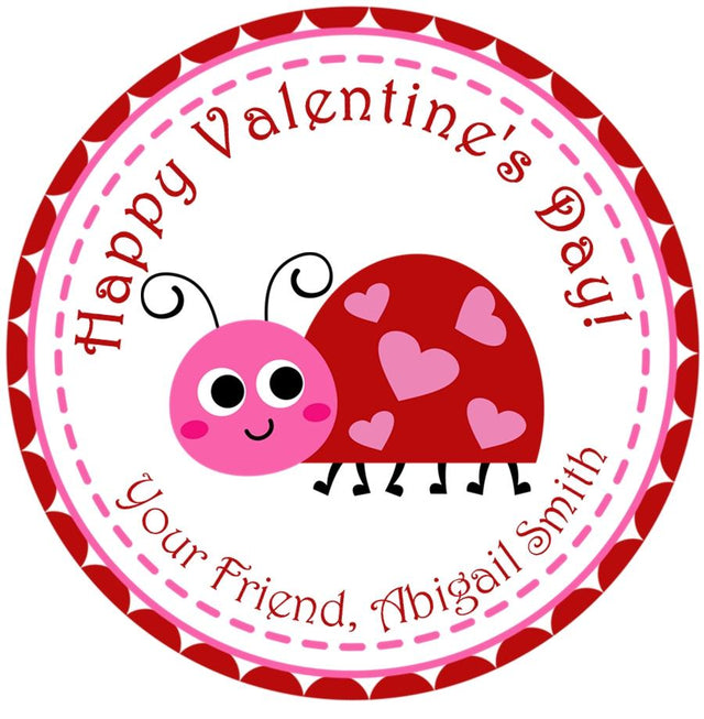 pink and red ladybug valentine sticker