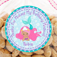 pink and turquoise mermaid birthday sticker