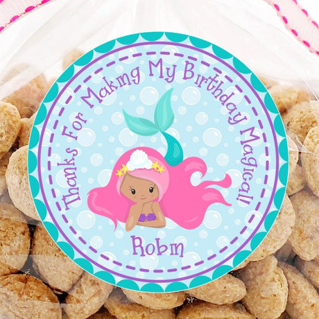 pink and turquoise mermaid birthday sticker